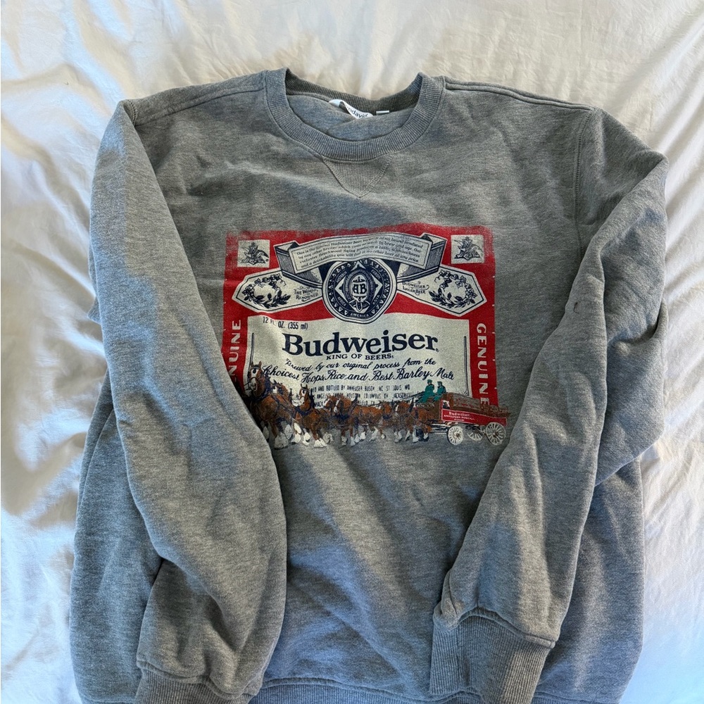 Budweiser Gray Crewneck Sweater for Men